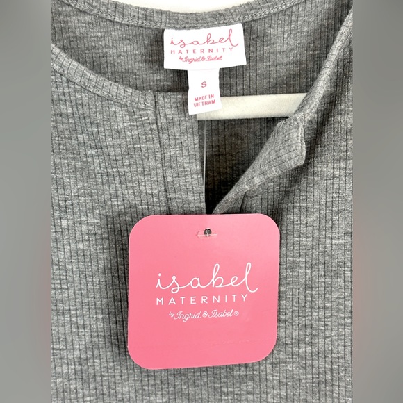 Isabel Maternity Heather Gray Ribbed Sleeveless Henley Tank Dress Side R… - Picture 8 of 8